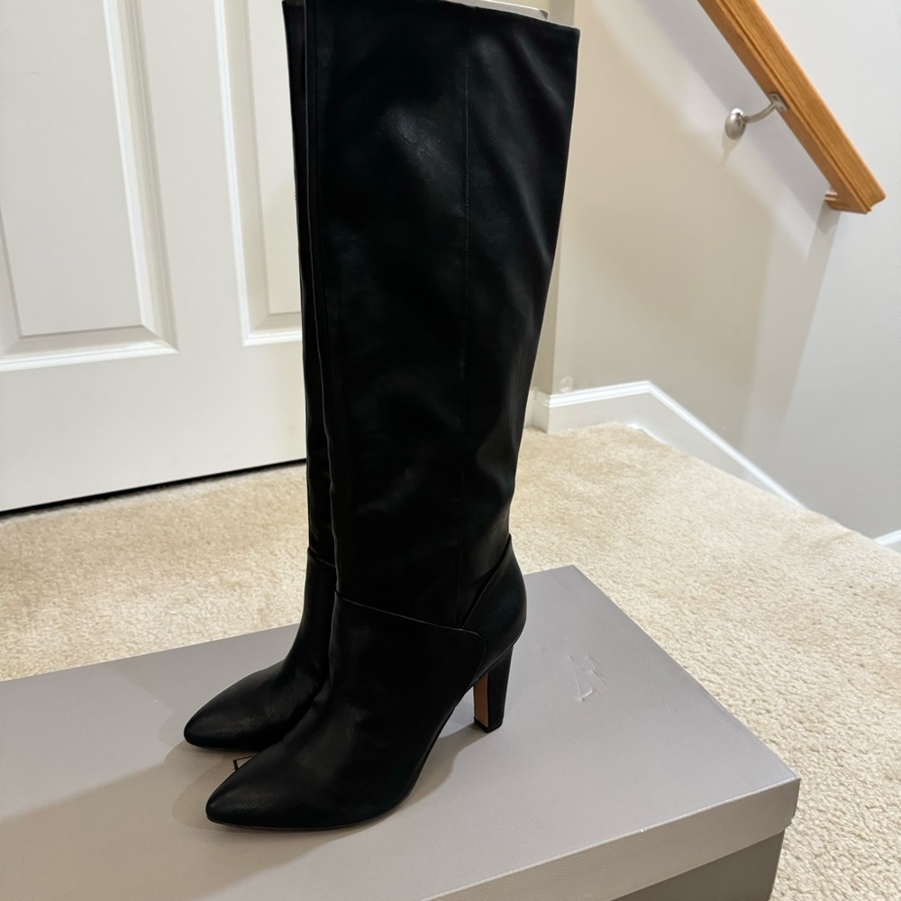 Franco Sarto Women's Koko Leather Medium Calf Boot Black Size 9